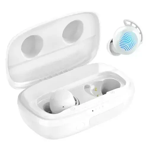Tribit Wireless Earbuds, 110H Playtime Bluetooth 5.3 IPX8 Waterproof Call Noise Reduction Bluetooth Earbuds Headphones with Mic Earphone in-Ear Wireless Earphones, Flybuds 3 White - 1