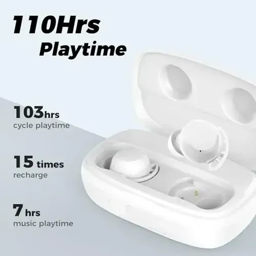 Tribit Wireless Earbuds, 110H Playtime Bluetooth 5.3 IPX8 Waterproof Call Noise Reduction Bluetooth Earbuds Headphones with Mic Earphone in-Ear Wireless Earphones, Flybuds 3 White - 2