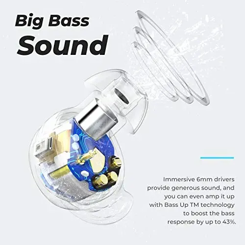 Tribit Wireless Earbuds, 110H Playtime Bluetooth 5.3 IPX8 Waterproof Call Noise Reduction Bluetooth Earbuds Headphones with Mic Earphone in-Ear Wireless Earphones, Flybuds 3 White - 5