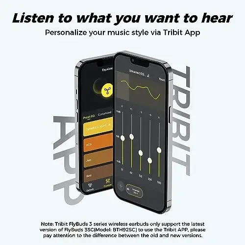 Tribit Wireless Earbuds, 110H Playtime Bluetooth 5.3 IPX8 Waterproof Touch Control True Wireless Bluetooth Earbuds with Mic Earphones in-Ear Deep Bass Built-in Mic Bluetooth Headphones, FlyBuds 3 - 3