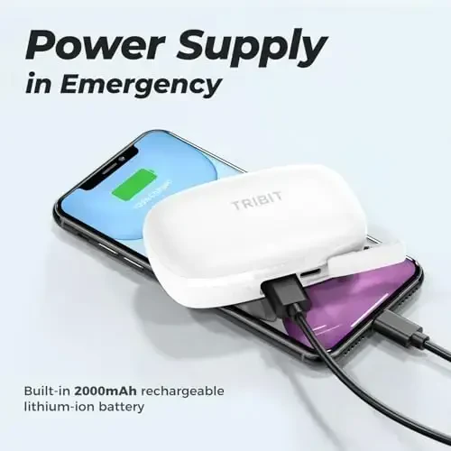 Tribit simsiz quloqchinlar, 110 soatlik Bluetooth 5.3 IPX8 suv o'tkazmaydigan qo'ng'iroq shovqinini kamaytirish Bluetooth quloqchinlari Mikrafonli quloq ichidagi simsiz quloqchinlar, Flybuds 3 oq - 3