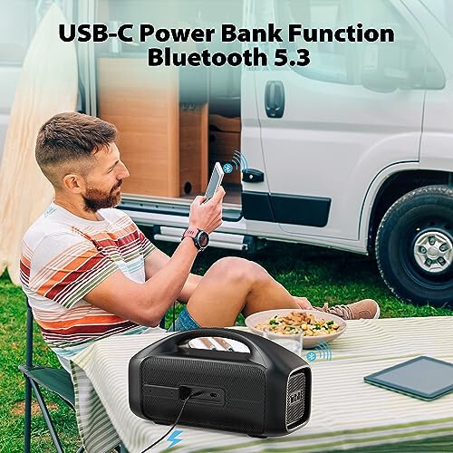 Tribit StormBox Blast Ko'chma Hoparatori: 90 Vt Kuchli Stereo Ovoz, XBass bilan, IPX7 Su o'tkazmaydigan Bluetooth Hoparatori, LED Chiroq, PowerBank, Bluetooth 5.3&TWS, Maxsus EQ, 30 soat Davom etadigan O'yin vaqti ochiq havoda - 12