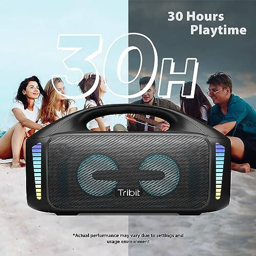 Tribit StormBox Blast Portable Speaker: 90W Loud Stereo Sound with XBass, IPX7 Waterproof Bluetooth Speaker with LED Light, PowerBank, Bluetooth 5.3&TWS, Custom EQ, 30H Playtime for Outdoor - 10