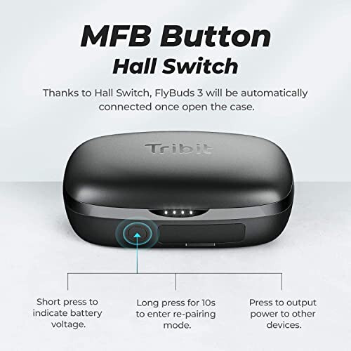 Tribit Wireless Earbuds, 110H Playtime Bluetooth 5.3 IPX8 Waterproof Touch Control True Wireless Bluetooth Earbuds with Mic Earphones in-Ear Deep Bass Built-in Mic Bluetooth Headphones, FlyBuds 3 - 6