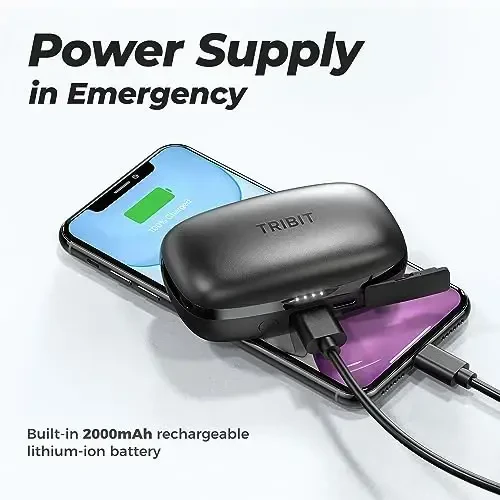 Tribit Wireless Earbuds, 110H Playtime Bluetooth 5.3 IPX8 Waterproof Touch Control True Wireless Bluetooth Earbuds with Mic Earphones in-Ear Deep Bass Built-in Mic Bluetooth Headphones, FlyBuds 3 - Tribit (1)