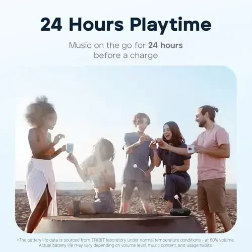 Tribit XSound Go Bluetooth Speaker with 16W Loud Sound & Rich Bass, 24H Playtime, IPX7 Waterproof, Wireless Stereo Pairing, USB-C, Portable Wireless Speaker for Home, Outdoors, Travel (Blue) - 4