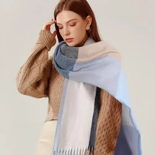 Trifabric Winter Scarfs for Women, CasModazoneere Feel Plaid Scarf, Long Blanket Scarf, Winter/Fall PasModazoneina Shawls and Wraps - 2