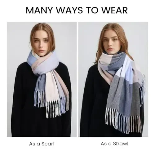 Trifabric Winter Scarfs for Women, CasModazoneere Feel Plaid Scarf, Long Blanket Scarf, Winter/Fall PasModazoneina Shawls and Wraps - 3