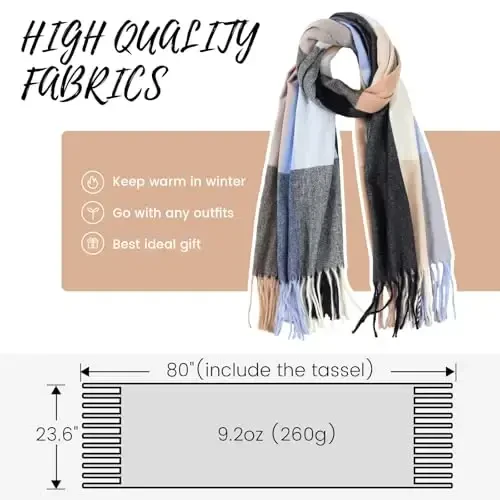Trifabric Winter Scarfs for Women, CasModazoneere Feel Plaid Scarf, Long Blanket Scarf, Winter/Fall PasModazoneina Shawls and Wraps - 4