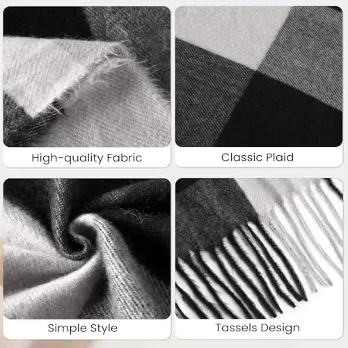 Trifabricy ayollar uchun qishki sharflar, CasModazoneere Feel Plaid sharf, uzun adyol sharf, qish/kuz PasModazoneina ro'mollari va o'ramlari - 5