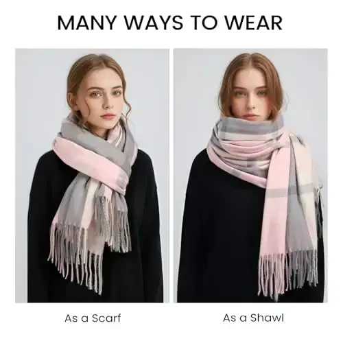 Trifabricy Winter Scarfs for Women, CasModazoneere Feel Plaid Scarf, Long Blanket Scarf, Winter/Fall PasModazoneina Shawls and Wraps - 3