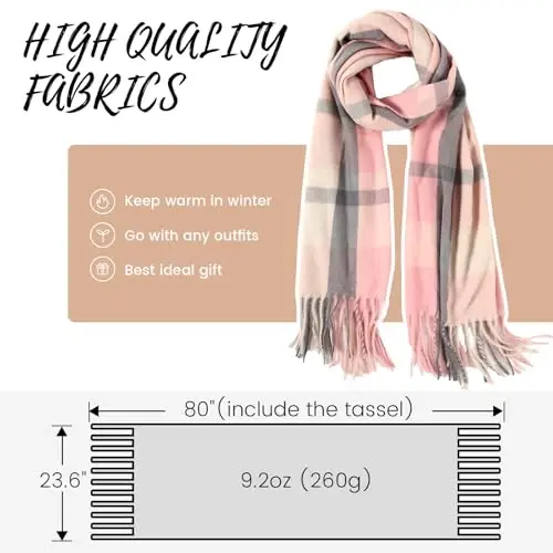 Trifabricy Winter Scarfs for Women, CasModazoneere Feel Plaid Scarf, Long Blanket Scarf, Winter/Fall PasModazoneina Shawls and Wraps - 4