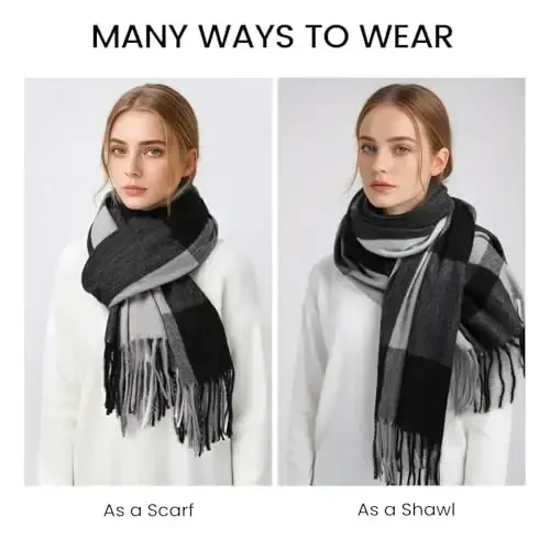 Trifabricy Winter Scarfs for Women, CasModazoneere Feel Plaid Scarf, Long Blanket Scarf, Winter/Fall PasModazoneina Shawls and Wraps - 3