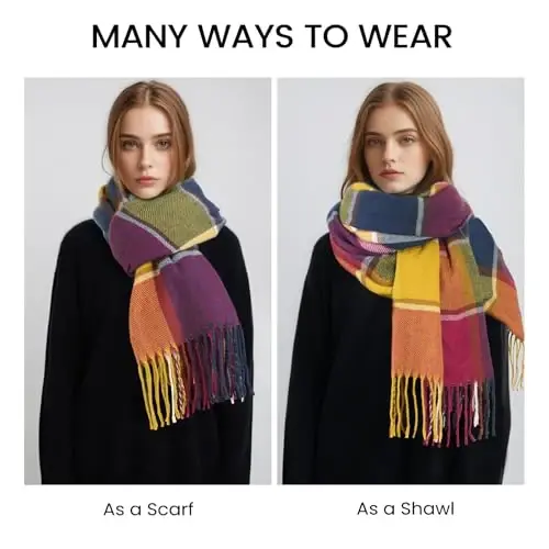 Trifabricy Womens Winter Scarf, Plaid Blanket Scarf, Cozy PasModazoneina Shawl | Soft CasModazoneere-Feel Fabric, Classic Plaid Design, Long Length Wraps as Shawl or Blanket, Ideal for Cold Weather & Daily Wear - 3