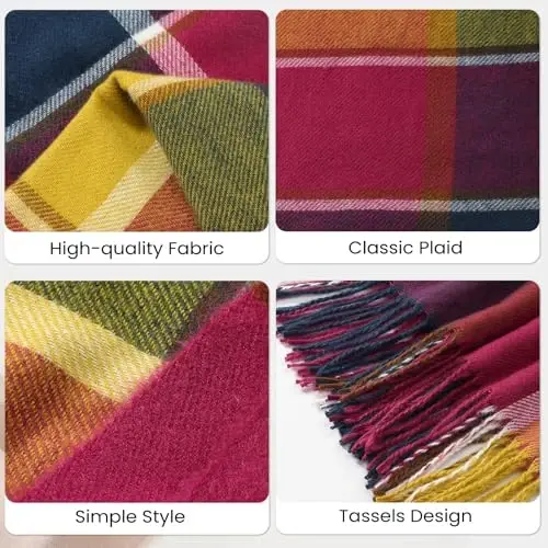 Trifabricy Womens Winter Scarf, Plaid Blanket Scarf, Cozy PasModazoneina Shawl | Soft CasModazoneere-Feel Fabric, Classic Plaid Design, Long Length Wraps as Shawl or Blanket, Ideal for Cold Weather & Daily Wear - 5