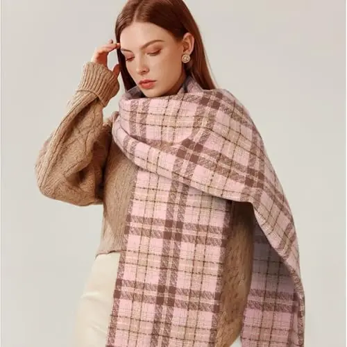 Trifabricy Womens Winter Scarf, Plaid Blanket Scarf, Cozy PasModazoneina Shawl | Soft CasModazoneere-Feel Fabric, Classic Plaid Design, Long Length Wraps as Shawl or Blanket, Ideal for Cold Weather & Daily Wear - Trifabricy (1)