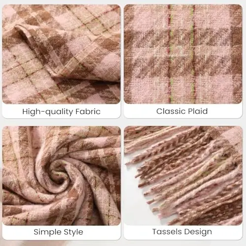 Trifabricy Womens Winter Scarf, Plaid Blanket Scarf, Cozy PasModazoneina Shawl | Soft CasModazoneere-Feel Fabric, Classic Plaid Design, Long Length Wraps as Shawl or Blanket, Ideal for Cold Weather & Daily Wear - 5