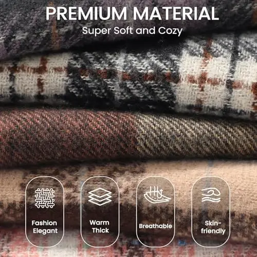 Trifabricy Womens Winter Scarf, Plaid Blanket Scarf, Cozy PasModazoneina Shawl | Soft CasModazoneere-Feel Fabric, Classic Plaid Design, Long Length Wraps as Shawl or Blanket, Ideal for Cold Weather & Daily Wear - 6