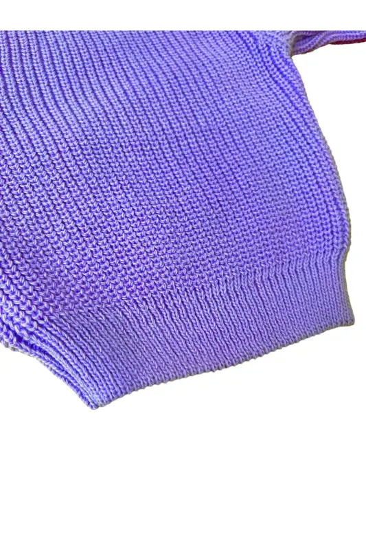 Triko Jemper Elastik Unisex Chaqaloq Bolalar uchun Salonika Dumaloq Yoqa - Binafsha - 3