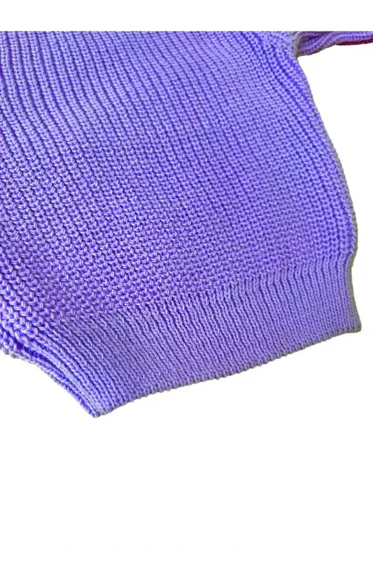 Triko Kazak Esnak Unisex Chaqaloq Bolalar Salonik Velosiped Yoqasi-Lila - 1