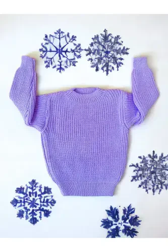 Triko Kazak Esnak Unisex Chaqaloq Bolalar Salonik Velosiped Yoqasi-Lila - 2