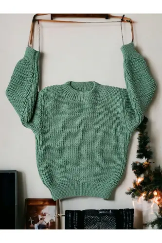Triko Kazak Esnek Unisex Bebek Çocuk Selanik Bisiklet Yaka - Mint 