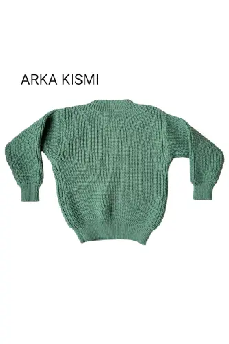 Triko Kazak Esnek Unisex Bebek Çocuk Selanik Bisiklet Yaka - Mint - 4