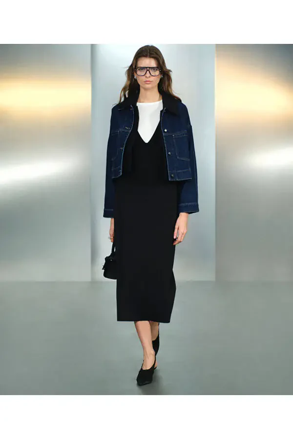 Triko mix denim kurtka - 1