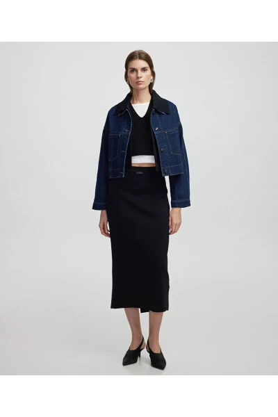 Triko mix denim kurtka - 5