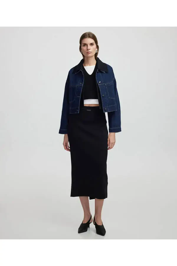 Triko mix denim kurtka - 5