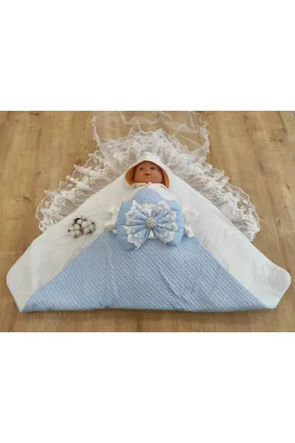 Triko O'rash Chaqaloq Kundagi Unisex Chaqaloq Tashqi Kundak Adyol Kasalxonadan Chiqish Kundak Adyol-KO'K - 12