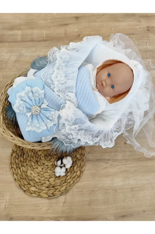 Triko O'rash Chaqaloq Kundagi Unisex Chaqaloq Tashqi Kundak Adyol Kasalxonadan Chiqish Kundak Adyol-KO'K - 15
