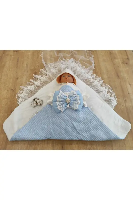 Triko O'rash Chaqaloq Kundagi Unisex Chaqaloq Tashqi Kundak Adyol Kasalxonadan Chiqish Kundak Adyol-KO'K - 4