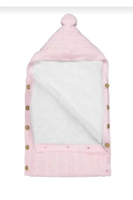 Triko Saç Örgülü Bebek Kundağı - PEMBE - 3