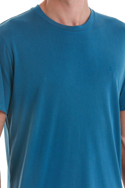 indigo Regular Fit Düz Bisiklet Yaka Triko Tişört- - 5