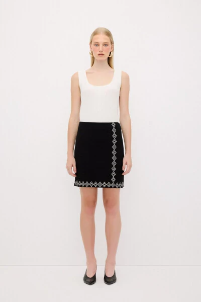 Трикотажная юбка с геометрическим узором - 4