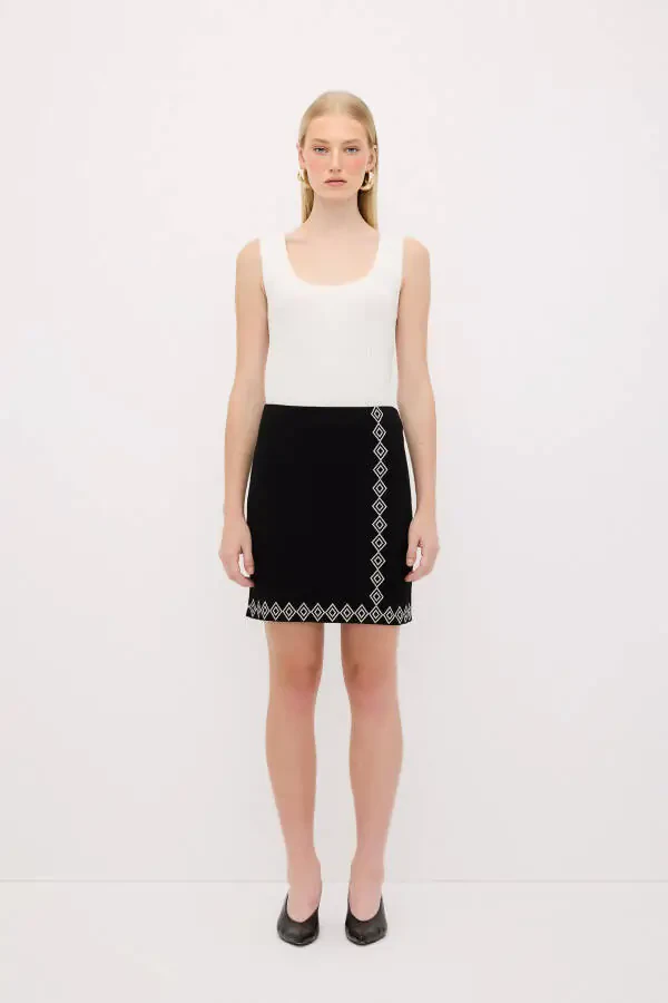 Трикотажная юбка с геометрическим узором - 4