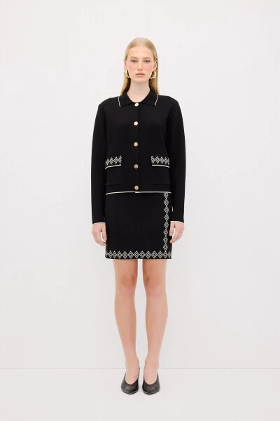 Трикотажная юбка с геометрическим узором - 5