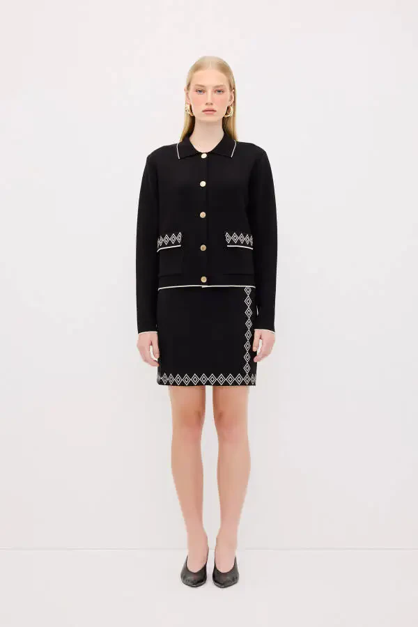 Трикотажная юбка с геометрическим узором - 5