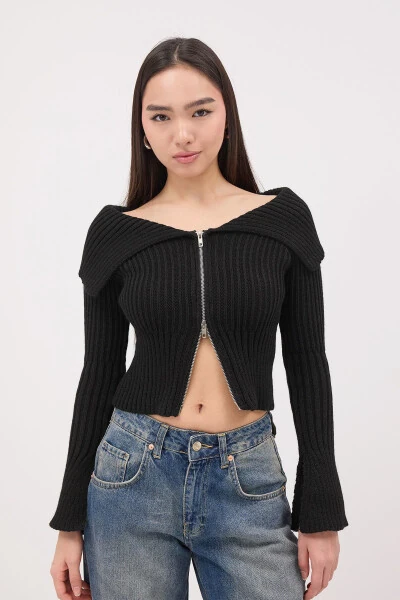 Трикотажная кофта с капюшоном и молнией H1427 - 4