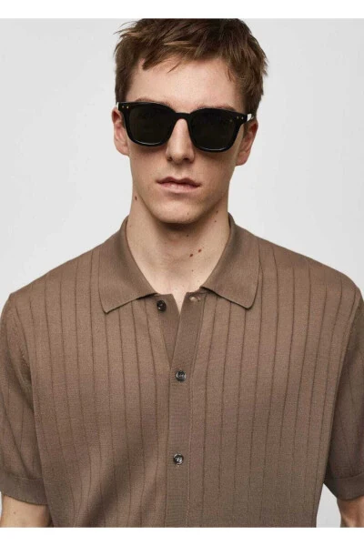 Трикотажная рубашка-поло с пуговицами - 8