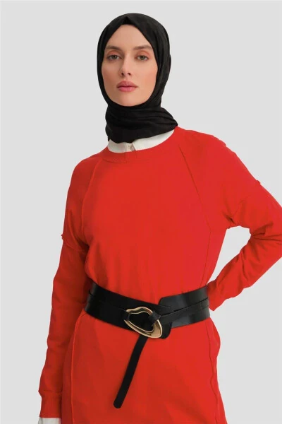 Трикотажная туника 24kd2002 красная - 3