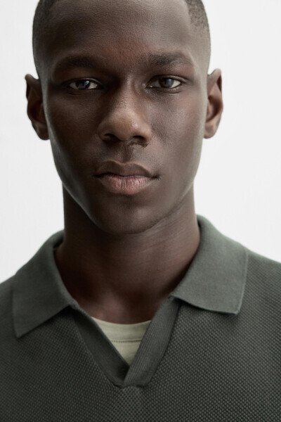 Трикотажное поло с текстурой - хаки - 6