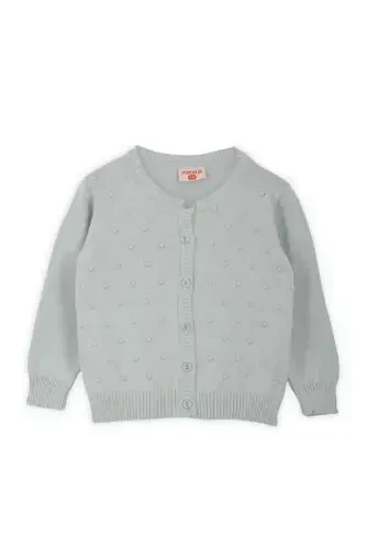 Трикотажное пончо для девочки с помпоном Мятный - MINORA (1)