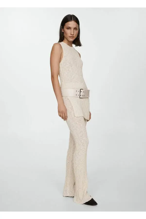 Трикотажные брюки-клёш из рубчатой ткани - 2