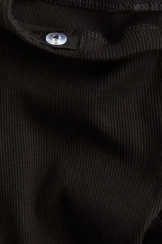 Трикотажные леггинсы в рубчик - черные - 2