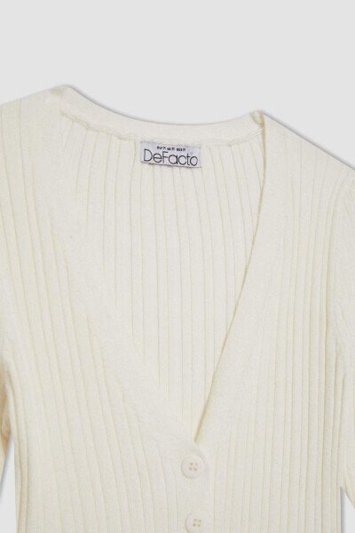 Трикотажный кардиган Coool Regular Fit с V-образным вырезом Экру - 7