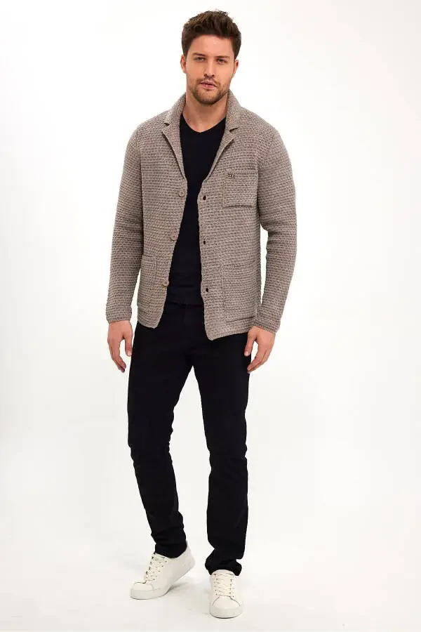 Трикотажный кардиган на пуговицах (E22-5715) - 4