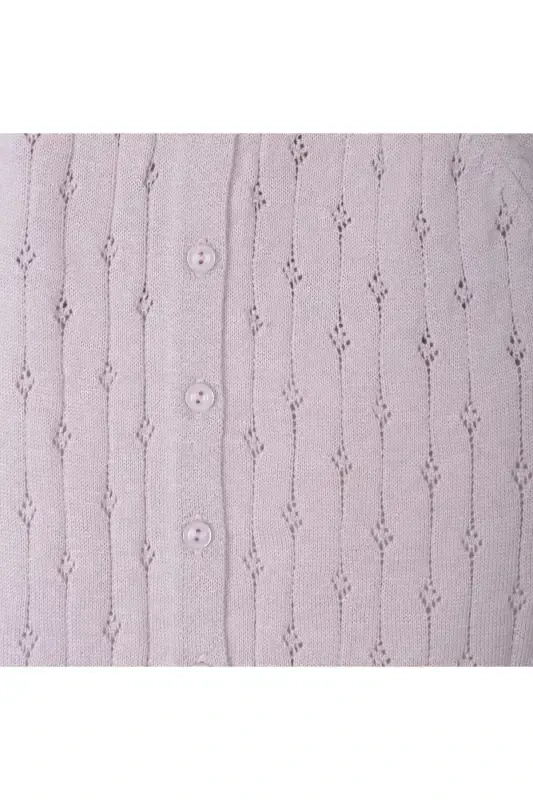Трикотажный Кардиган с Ажурным Узором для Девочек 6-24 Месяцев, Лиловый-Лиловый - 4