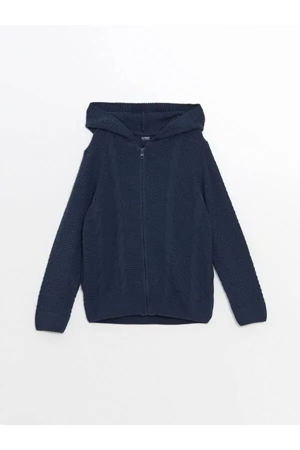 Трикотажный кардиган с капюшоном для мальчиков - 1